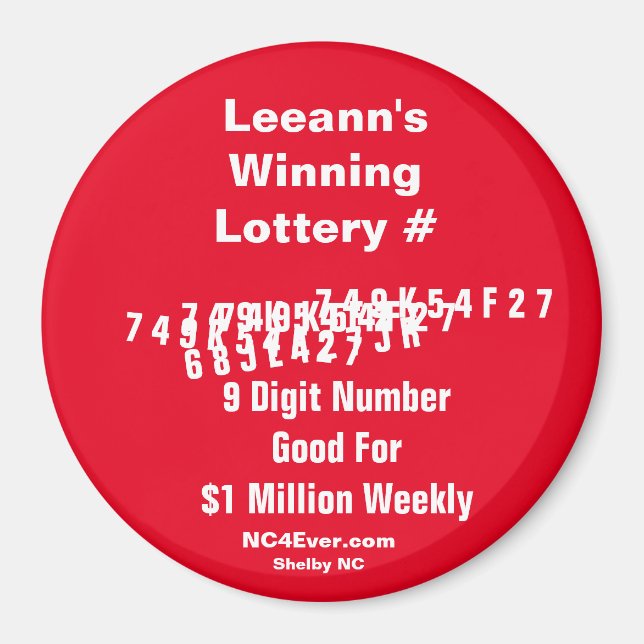 Leeann's Winning Lottery Number Magnet (Devant)