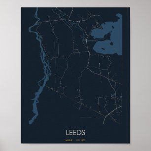 Leeds, carte de rue poster (Nuit) – Fondée en 1801