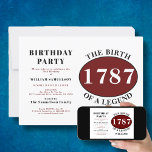Legend Birthday Party Invitation<br><div class="desc">Celebrate the birth of a legend with this stylish red and black color scheme birthday invitation. Add their name and year to make it their own, and let the birthday party begin. Featuring a bold red and black design on a white background, this invitation is the perfect way to set...</div>