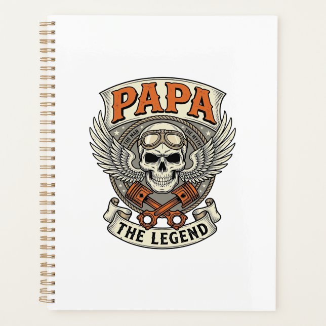 Légende de crâne de motard Papa Vintage (Devant)