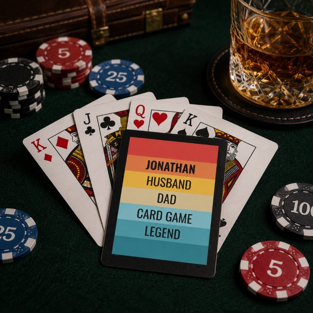 Légende du jeu de cartes à rayures rétro avec nom  (Personalize with name of choice, edit text to add Grandpa, Pop, PawPaw or other dad words of choice)