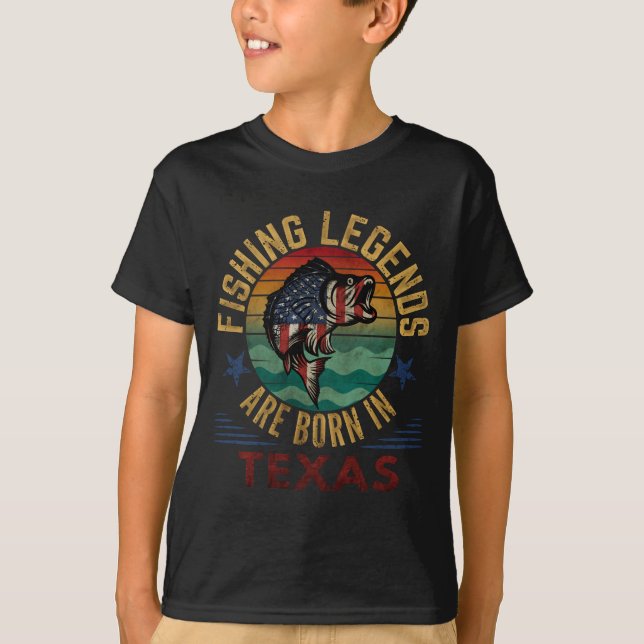 Légendes de pêche nées au Texas T-Shirt (Devant)