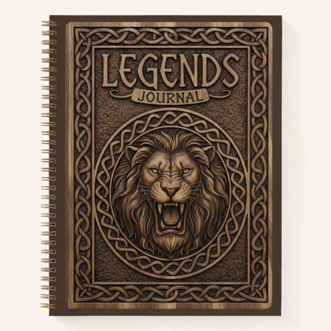 Legends Journal Lion King Wood Carved Journal (Devant)