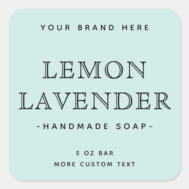 Léger bleu élégant produit carré minimal étiquette (Devant)