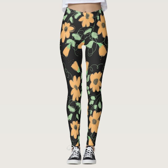 Léger Citrouille Orange et Leggings noirs (Devant)