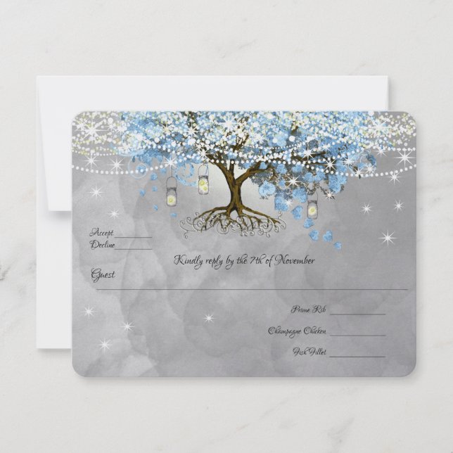 Léger pâle Dusty Bleu Coeur Leaf Forêt Rsvp (Devant)