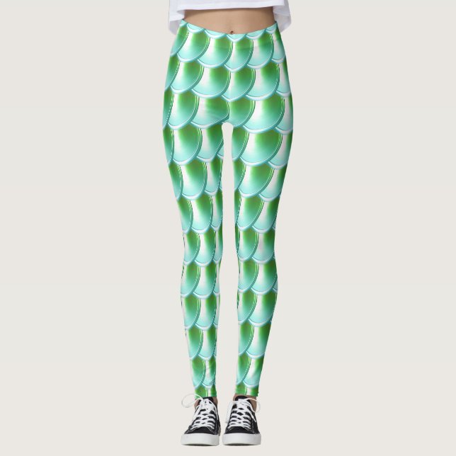 Léger vert Dragon Scale Cosplay Leggings (Devant)