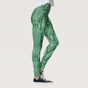 Léger Vert Serpent Peau Imprimer Leggings