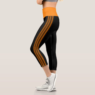 Légère bande Noir et Orange Pantalons de Yoga Legg