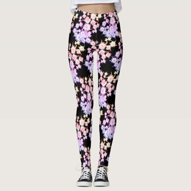 Legging à motif de fleurs de figues sûres funky (Devant)