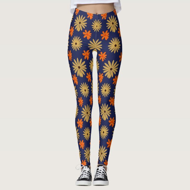 Legging à motif floral sans couture Daisy Rétro Vi (Devant)