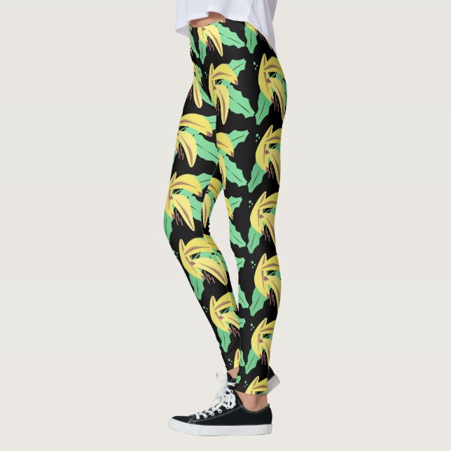 Legging à motif jaune en grappe de bananes (Gauche)