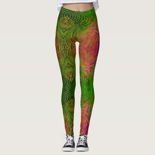 Legging à motif psychédélique rétro funky (Devant)
