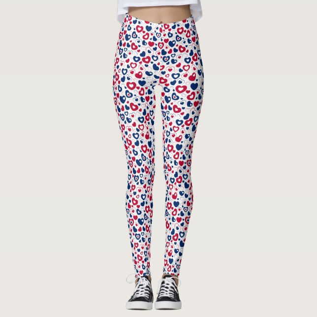 Legging à petits cœurs rouges et bleus (Devant)