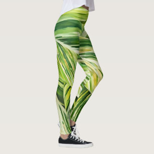 Legging Art Feuilles Tropicales Vertes
