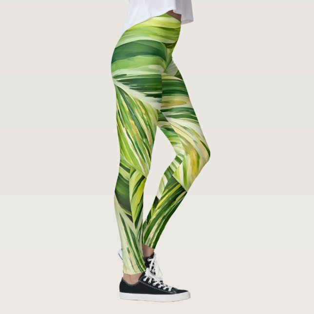 Legging Art Feuilles Tropicales Vertes (Droite)