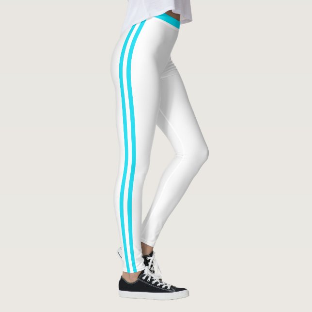 Legging Blanc avec Rayure Latérale Bleue Couleurs  (Droite)