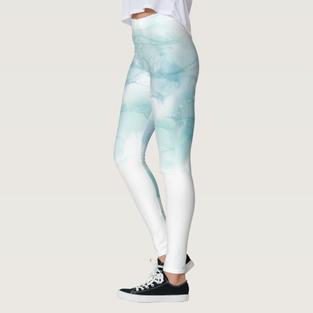 Legging blanc présentant un motif aquarelle doux  (Gauche)