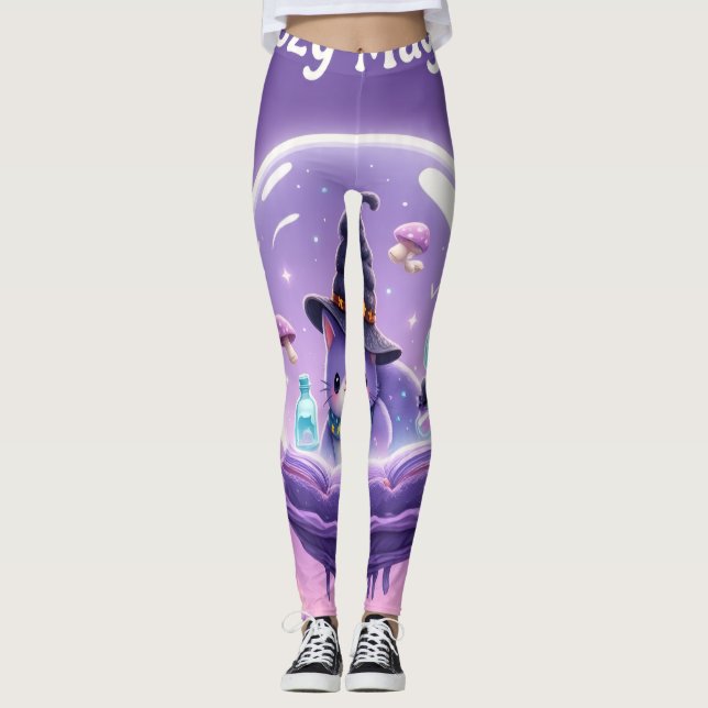 Legging Boule Magique Sorcière Kawaii Violet (Devant)