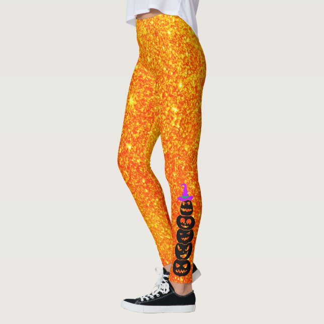 Legging Chapeau de Sorcière Citrouille - Paillette (Gauche)