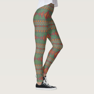 Legging de design géométrique vert à sauge du sud-