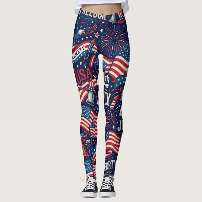 Legging drapeau américain du 4 juillet patriotique (Devant)