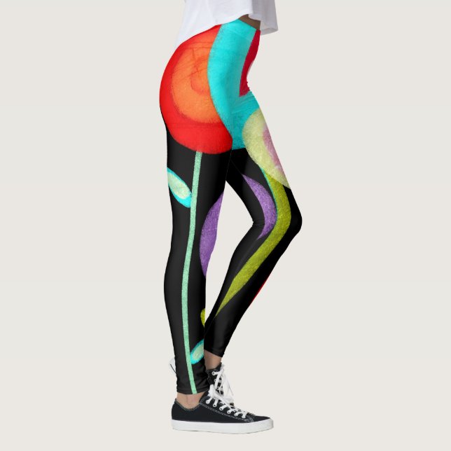 Legging - Énorme Floral Noir - Rupydetequila (Droite)