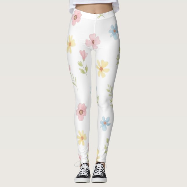 Legging Fleur pastel Aquarelle - Bohème Wildflowe (Devant)