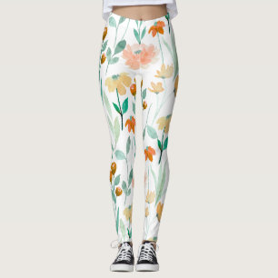 Legging fleuri de printemps pastel à l'aquarelle