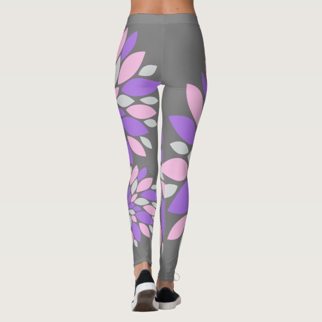 Legging Fleurs Violettes Couleurs Pastel (Dos)