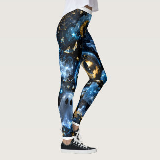 Legging Halloween Midnattende Bleu Or Fantômes et