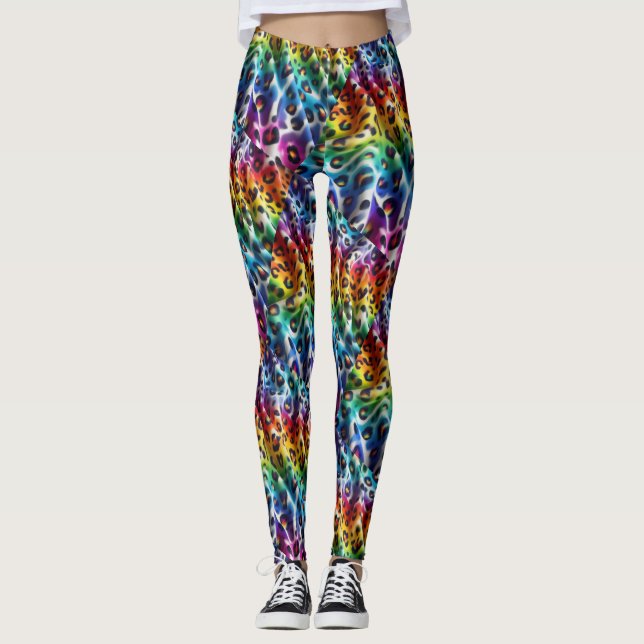 Legging imprimé léopard arc-en-ciel | Couleurs viv (Devant)