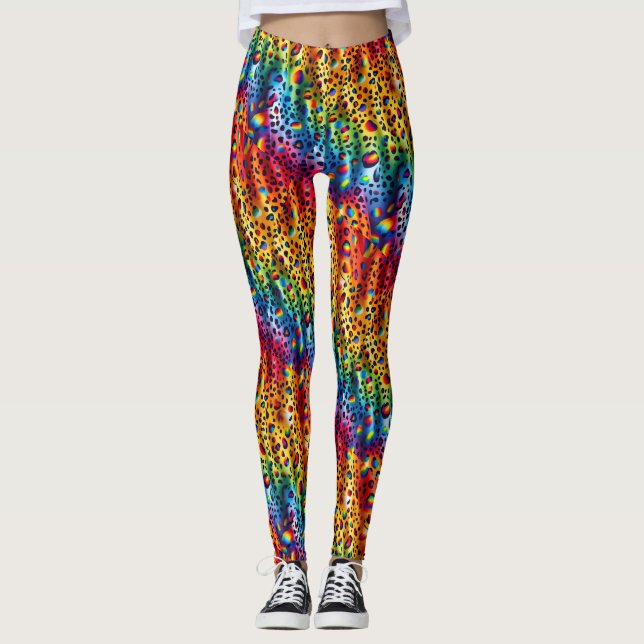 Legging imprimé léopard arc-en-ciel | Couleurs viv (Devant)
