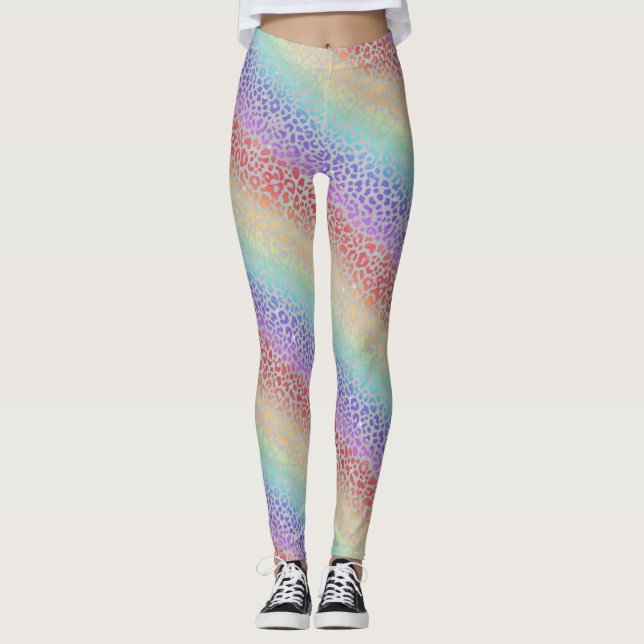 Legging imprimé léopard arc-en-ciel | Couleurs viv (Devant)