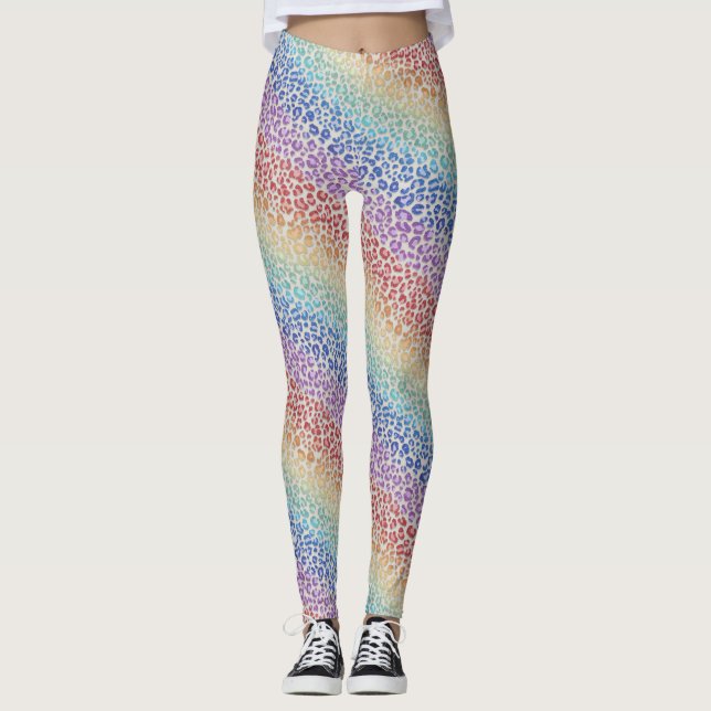 Legging imprimé léopard arc-en-ciel | Couleurs viv (Devant)