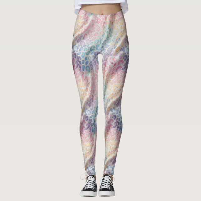 Legging imprimé léopard arc-en-ciel pastel (Devant)