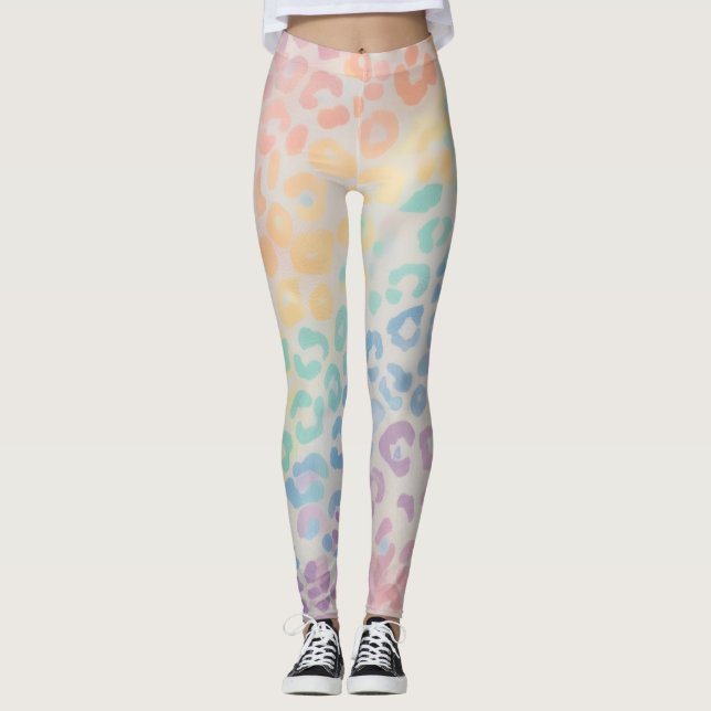 Legging imprimé léopard arc-en-ciel pastel (Devant)