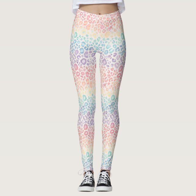Legging imprimé léopard arc-en-ciel pastel opale (Devant)
