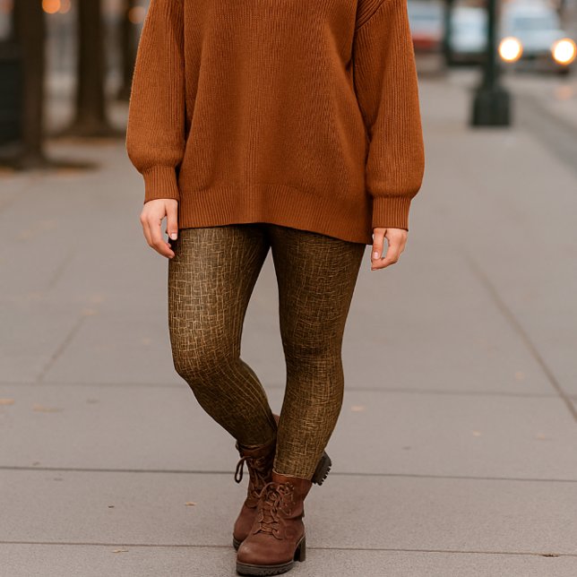 Legging imprimé motif peau de serpent marron (Saturday city look: The ribbed half-zip pullover adds cozy texture and casual look to brown legging)