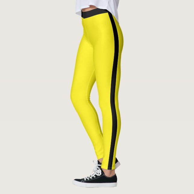 Legging jaune avec rayure latérale noire ou choisi (Gauche)
