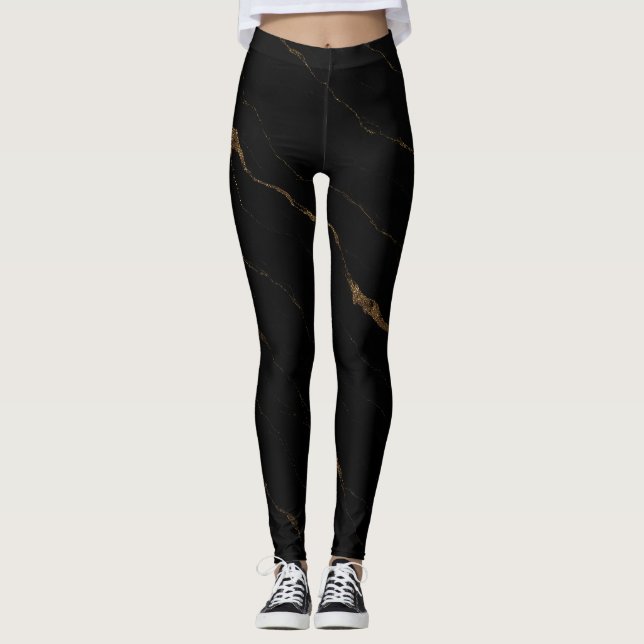 Legging Liquid Marble Luxe – Luxe Noir & Or  (Devant)