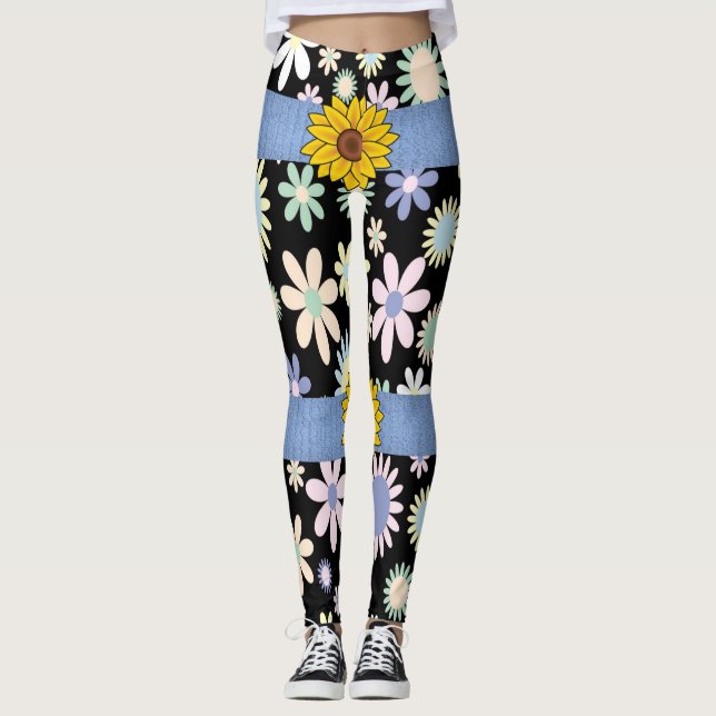 legging long fleur de tournesol assorties adolesce (Devant)