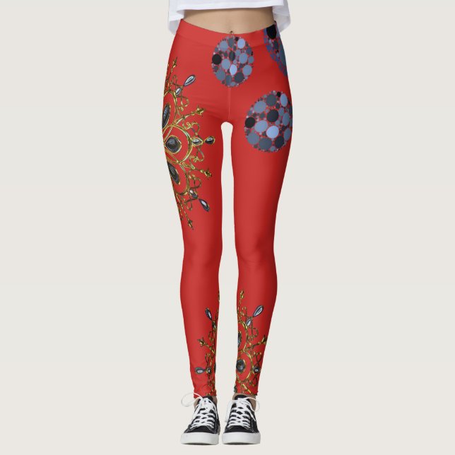 legging longue bleu rouge or (Devant)