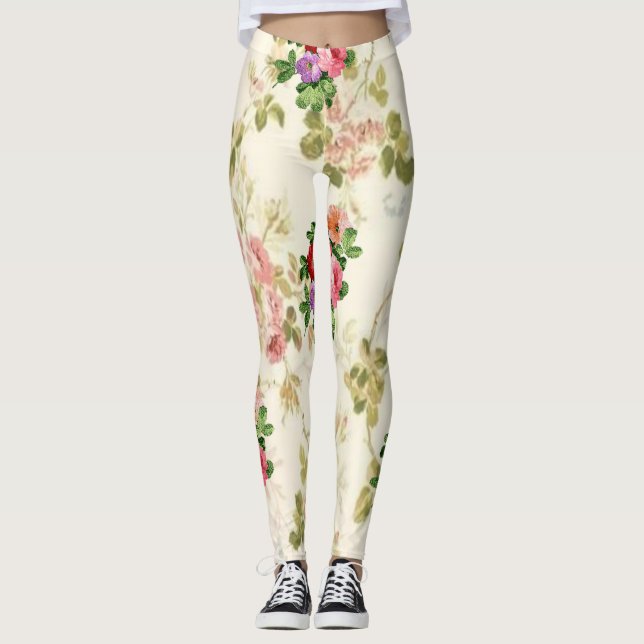 legging longue florale blanche adolescente (Devant)
