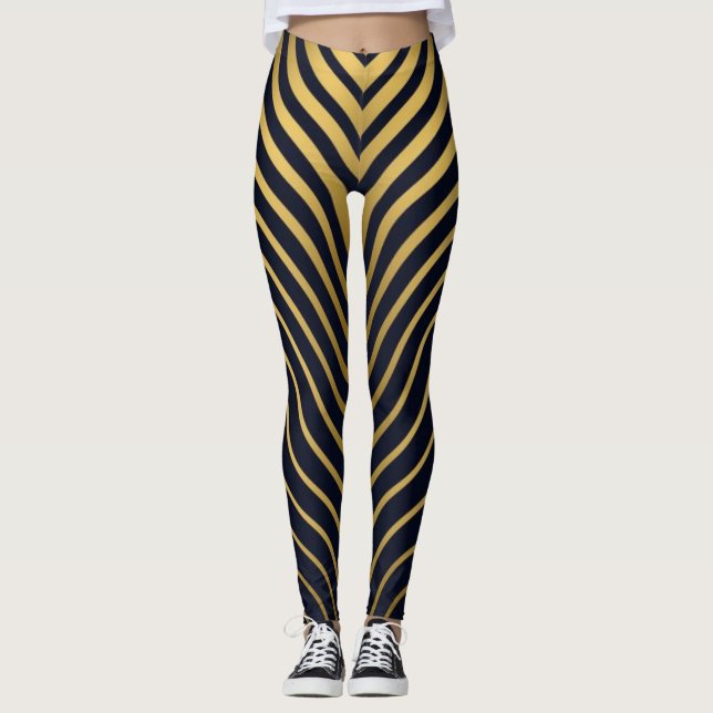 Legging Luxe Imprimé Vague Or & Noir (Devant)