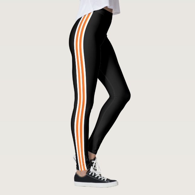 Legging noir à rayure latérale blanche orange Votr (Droite)