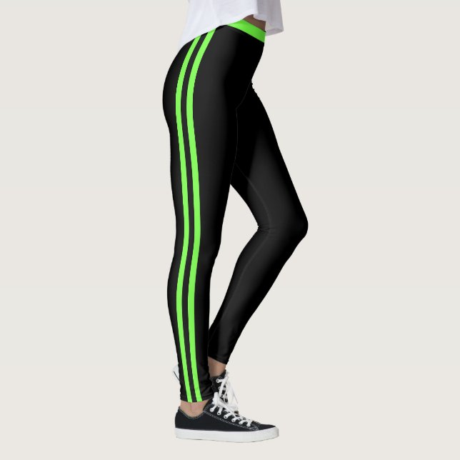 Legging noir avec bande latérale vert néon Vos cou (Droite)