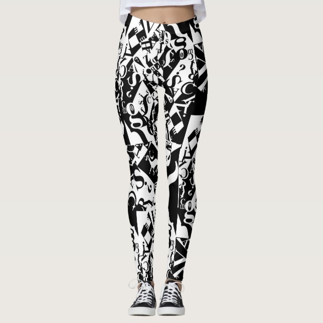 legging noir sur blanc sur noir (Devant)