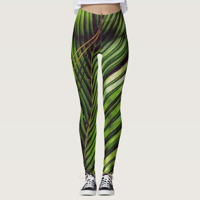 Legging Palmier, Aiguilles de Pin et Ombres (Devant)