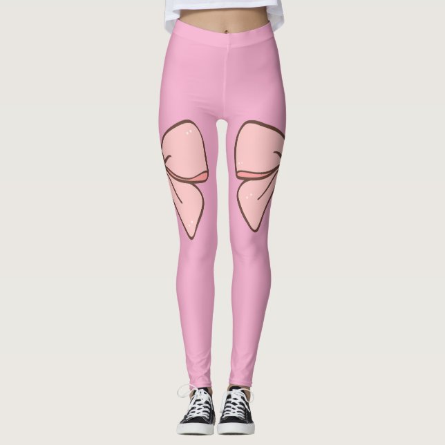 Legging rose pastel noeud papillons  (Devant)